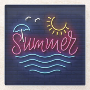 Sehr Cool und farbenfroh simulierter Neonsommer Glasuntersetzer