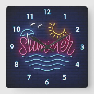 Sehr Cool und farbenfroh simulierter Neonsommer Quadratische Wanduhr