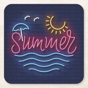 Sehr Cool und farbenfroh simulierter Neonsommer Rechteckiger Pappuntersetzer