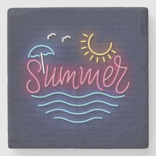 Sehr Cool und farbenfroh simulierter Neonsommer Steinuntersetzer (Vorderseite)