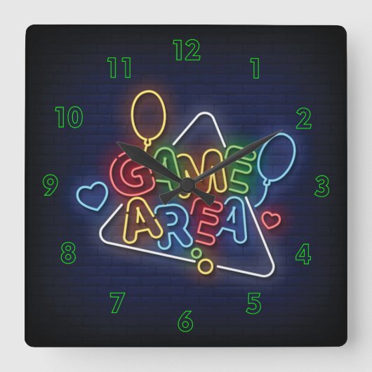 Sehr Cool und farblich simuliert Neon Sign Game Be Quadratische Wanduhr (Vorderseite)