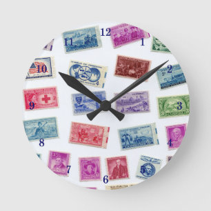 Sehr Coole Briefmarke, die Wall-Uhr einsammelt Runde Wanduhr