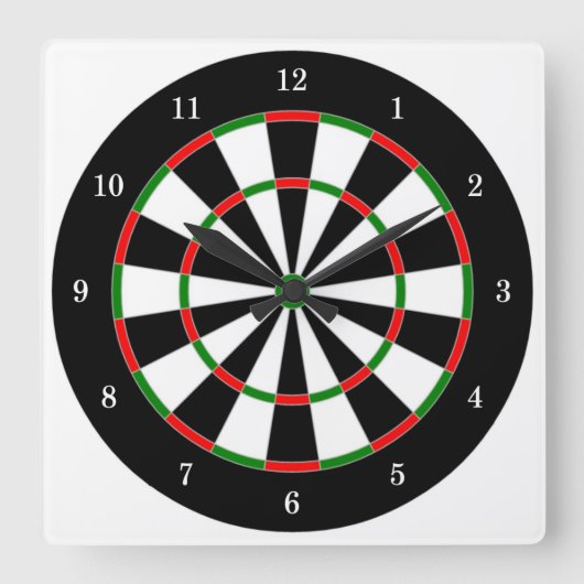 Sehr Coole Dart Board Wall Clock Quadratische Wanduhr (Vorderseite)
