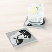 Sehr Coole Masken für Comedy und Tragedy Theater Glasuntersetzer (Schrägansicht)