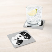 Sehr Coole Masken für Comedy und Tragedy Theater Rechteckiger Pappuntersetzer (Vor Ort)