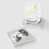 Sehr Coole Masken für Comedy und Tragedy Theater Steinuntersetzer (Seitenansicht)