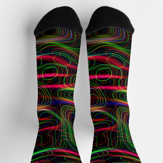 SEHR COOLE, mehrfarbige, gekrümmte Linien Socken (Oben)