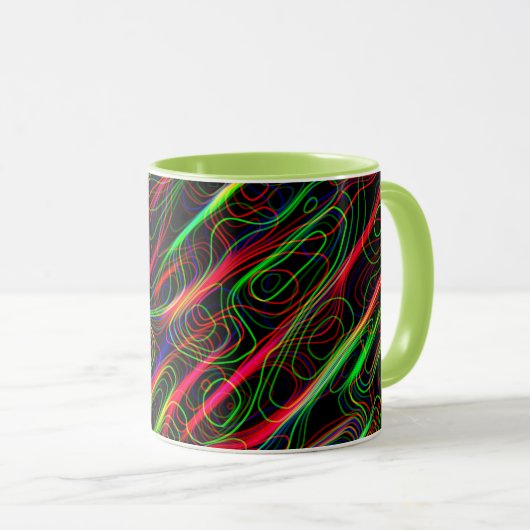 SEHR COOLE, mehrfarbige, gekrümmte Linien Tasse (VorderseiteRechts)