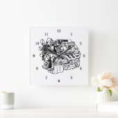 Sehr Coole Motor-Mechanik Quadratische Wanduhr (Zuhause)