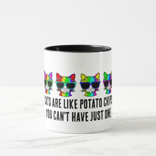 Sehr Coole Regenbogenkatzen mit Sonnenblumen-Muste Tasse (Zentrum)