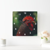 Sehr Coole Rooster-Uhr Quadratische Wanduhr (Zuhause)