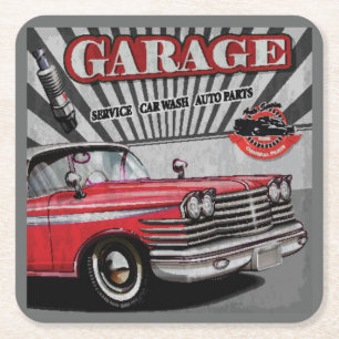 Sehr coole vintage Auto-Reparatur-Untersetzer-Set Rechteckiger Pappuntersetzer