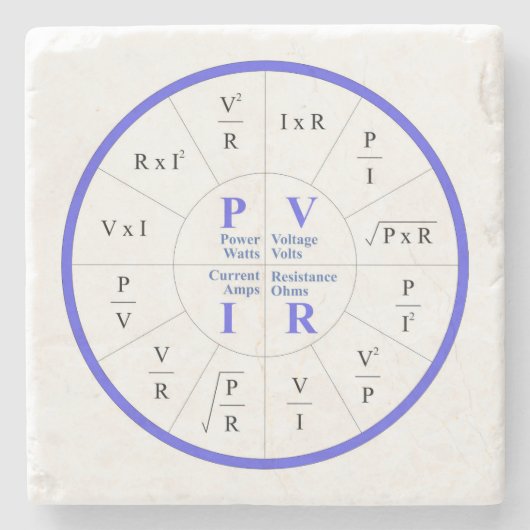 Sehr Coole Watt-, Volt-, Amps- und Ohm-Formel Steinuntersetzer (Vorderseite)