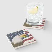 Sehr Cooler Adler und USA Flag Stone Untersetzer (Seitenansicht)