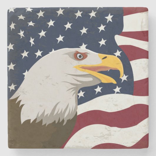 Sehr Cooler Adler und USA Flag Stone Untersetzer (Vorderseite)