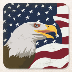 Sehr Cooler Adler & USA Flag Untersetzer Set