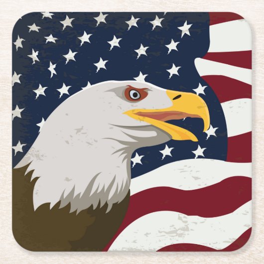 Sehr Cooler Adler & USA Flag Untersetzer Set (Vorderseite)