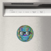 Sehr cooler, farbiger Schädel mit Brille Magnet (In Situ (Geschirrspüler))