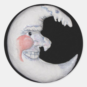 Sehr Cooler Mann auf dem Mond, rund um die Abbildu Runder Aufkleber
