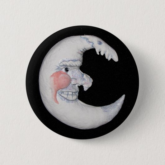 Sehr Cooler Mann auf der rund um den Mond verlaufe Button (Vorderseite)