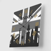Sehr Cooler Trendy Black Gray London Union Jack Quadratische Wanduhr (Winkel)
