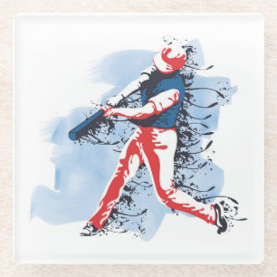 Sehr Cooler und farbenfroher Baseball-Player Glasuntersetzer