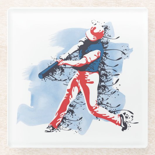 Sehr Cooler und farbenfroher Baseball-Player Glasuntersetzer (Vorderseite)