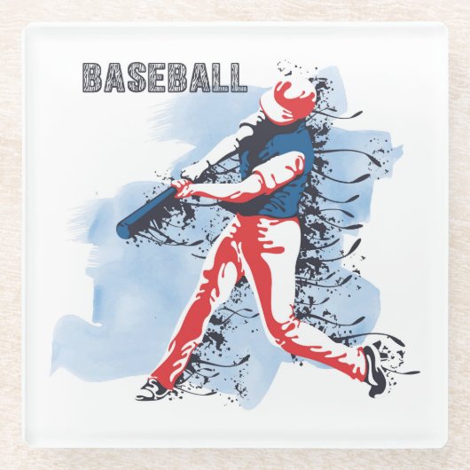 Sehr Cooler und farbenfroher Baseball-Player Glasuntersetzer (Vorderseite)