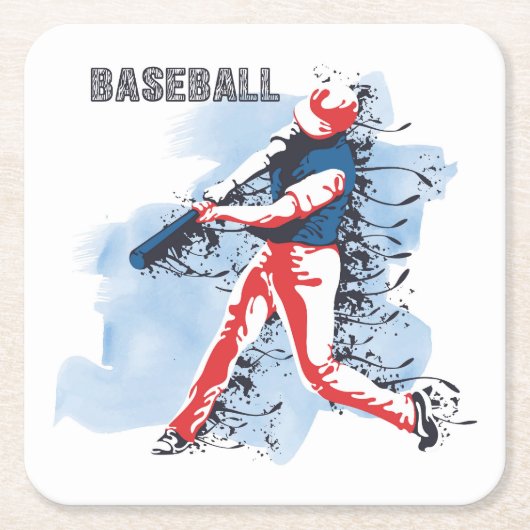Sehr Cooler und farbenfroher Baseball-Player Rechteckiger Pappuntersetzer (Vorderseite)