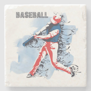 Sehr Cooler und farbenfroher Baseball-Player Steinuntersetzer
