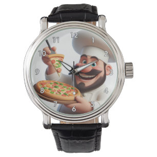 Sehr Cooler und farbenfroher Pizza-Typ mit Pizza Armbanduhr