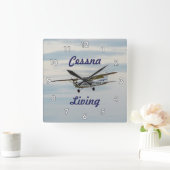 Sehr Cooles Cessna-Lebendflugzeug Quadratische Wanduhr (Zuhause)