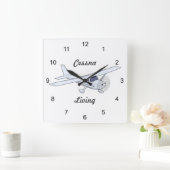 Sehr Cooles Cessna-Lebendflugzeug Quadratische Wanduhr (Zuhause)