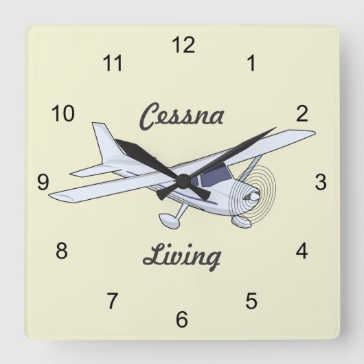 Sehr Cooles Cessna-Lebendflugzeug Quadratische Wanduhr (Vorderseite)