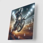 Sehr Cooles digitales Rendering bei MotoCross Quadratische Wanduhr (Winkel)