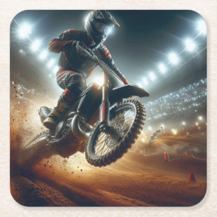 Sehr Cooles digitales Rendering bei MotoCross Rechteckiger Pappuntersetzer