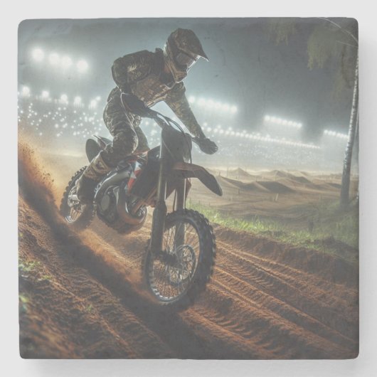 Sehr Cooles digitales Rendering bei MotoCross Steinuntersetzer (Vorderseite)
