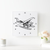 Sehr Cooles Flugzeug auf der Wandsperre Quadratische Wanduhr (Zuhause)