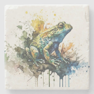 Sehr Cooles halbAbstraktes Froschgemälde Steinuntersetzer