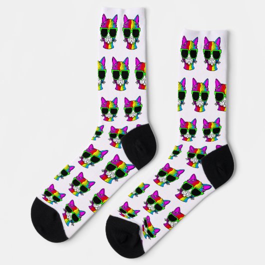 Sehr Cooles Rainbow Cat Pattern Socken (Linkes Detail)