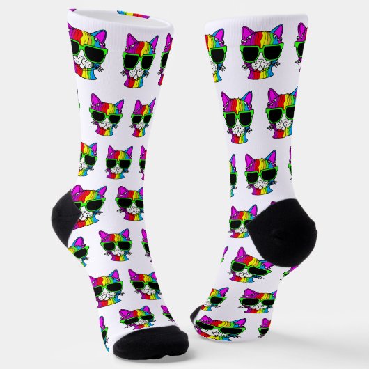 Sehr Cooles Rainbow Cat Pattern Socken (Gewinkelt)