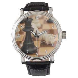 Sehr Cooles Schachbrett mit Stücken Armbanduhr