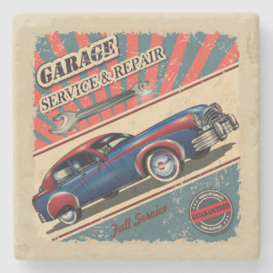 Sehr Cooles Vintages Auto Reparaturshop Stone Unte Steinuntersetzer