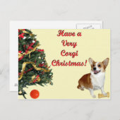 Sehr Corgi Weihnachten lächelnd Dott Yellow Postca (Vorne/Hinten)