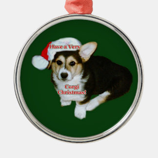 Sehr Corgi-WeihnachtenGimli Welpe Prem. Rundes Ornament Aus Metall