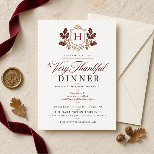 Sehr Dankbares Monogramm Thanksgiving-Dinner Einladung