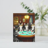 Sehr detaillierte Katzen Poker spielen Postkarte (Stehend Vorderseite)