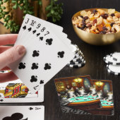 Sehr detaillierte Katzen Poker spielen Spielkarten (In Situ)