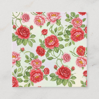 Sehr detailliertes, nahtloses Blumenmuster, lebend Quadratische Visitenkarte