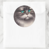 Sehr detailliertes persisches Cat Digital Triptych Runder Aufkleber (Tasche)